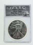 2018 Silver Eagle, ANACS MS70 FDOI