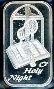 1 Troy Ounce .999 Fine Silver Bar with Holiday Design