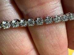 Rhodium Plated 925 Sterling Silver Round Moissanite 2.25mm 7" Tennis Bracelet