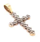 10kt Yellow gold diamond cross pendant
