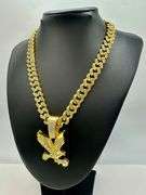 Amazing 97 Gram 14 Kt Gold Plated American Bald Eagle Pendant W/Chain Necklace