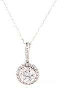 14kt White gold 1.25ctw diamond cluster pendant on chain