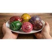 Lot of 6 Hand Painted Ukrainian Pysanka Wooden Eggs