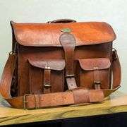 Handmade Full-Grain 18-Inch Leather Messenger Bag