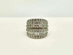 Sparkling 14 Kt White Plate 17.5 Cttw Simulated Diamond Ring