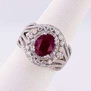 PLATINUM MADAGASCAR RUBY AND DIAMOND RING 3.51 C.T.W.