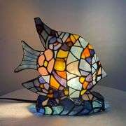 Tiffany Style Angelfish Stained Glass Table Lamp