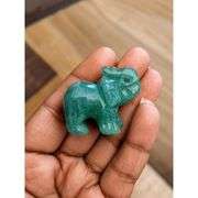 Hand Carved Green Jade Elephant Natural Stone