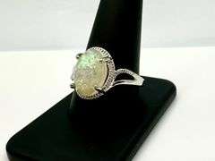 Amazing 5.75 Ct Simulated Color Play Rainbow Opal Ring