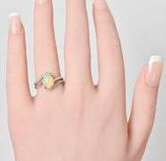 Sterling Silver Opal Gemstone Ring with Cubic Zirconia Accents