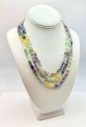 Beautiful 413 Cttw Natural Mined From The Earth 3 Strand Flourite Necklace