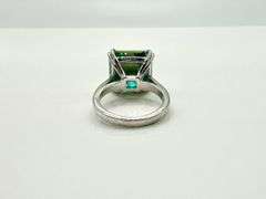 Extraodinary Large 16.35 Ct Russian Color Change Lab Simulated Alexandrite Asscher Cut Ring