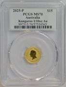 Flawless 2025-P Australia 1/10 oz pure Gold Kangaroo. PCGS MS70