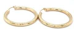 14kt Yellow gold diamond cut hoop earrings