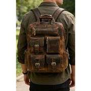 Genuine Crazy Horse Leather Travel Backpack