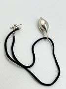 Michael Dawkins 925 Sterling Silver Sculptural TearDrop Pendant With Black Cord Necklace