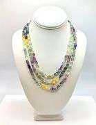 Beautiful 413 Cttw Natural Mined From The Earth 3 Strand Flourite Necklace