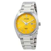 Citizen Quartz Men’s Yellow Dial Stainless Steel Watch