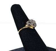 Dazzling 14K Yellow Gold Waterfall Cluster Diamond Ring