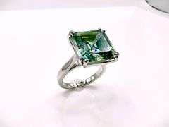 Extraodinary Large 16.35 Ct Russian Color Change Lab Simulated Alexandrite Asscher Cut Ring