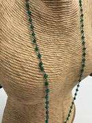 Sterling Silver Unique Green Onyx Gem Stone Chain 24" Necklace with Pear Clasp