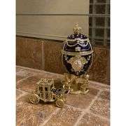 Fabergé Style Purple Enamel Egg Trinket Box