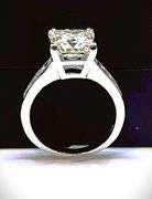 14 Kt Sparkling White Gold Plate 5 Ct Princess Cut White  Vs1 Fire Moissanite Ring