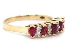 14kt Yellow gold Marquise Ruby and diamond band
