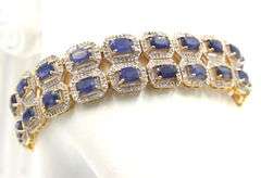 Enchanting Brand New European 29.74CTW Emerald-Cut Blue Sapphire & 4.50CTW Diamond Bracelet in 14K Y