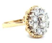 Vintage 14kt Yellow gold 2.25ctw diamond cluster ring