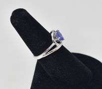 Sterling Silver Sapphire Gemstone ring with Diamond Accents