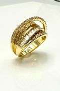 Sparkling 14 K Yellow Gold Plate  CZ Single Band Trendy Stack Look Ring