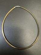 Italian Reversible Flat Omega Chain 925 Sterling Silver Gold Plated 16"