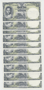 10 Superb Gem CU Thailand 1 Baht Notes in sequence (P-74)