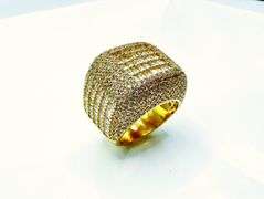 Men's Dynamic 14 Kt Yellow Gold Plate 5.85 Cttw Simulated Diamond Ring