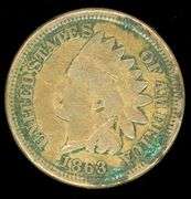 1863 Copper Nickel Indian Head Cent inVF30