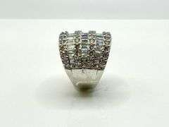 Sparkling 14 Kt White Plate 17.5 Cttw CZ Ring