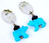 Carolyn Pollack Sterling Turquoise Fetish Cub Earrings