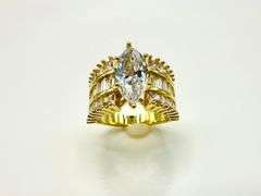 Sparkling 14 Kt Yellow Gold Plated 4.5 Ct Marquis Cut Lab Simulated Diamond Ring