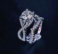 Sparkling 3.25 Ctw VVs1 White Fire Moissanite 2 Band Engagement Ring