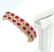 Enamoring Brand New European 20.00CTW Oval Faceted Ruby &  5.00CTW Diamond Bracelet in 14K Yellow Go
