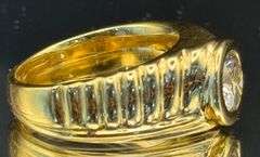 Mens 14K Yellow Gold 1.00 Carat Center Stone Ring