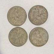 Collection of four Peruvian Un Sol Silver Coins