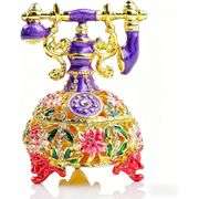 Vintage-Style Enameled Rhinestone Telephone Trinket Box