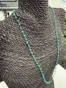 Sterling Silver Unique Green Onyx Gem Stone Chain 24" Necklace with Pear Clasp
