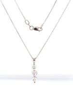 14kt White gold 1ctw three stone diamond pendant on chain