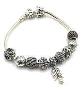 Pandora silver and black charms bracelet