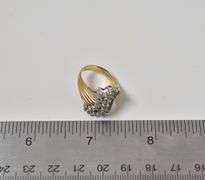 Stunning 14K Yellow Gold Approx. 0.75CTW Waterfall Diamond Cluster Ring