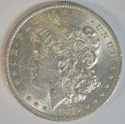 Frosty-white fully struck 1879-O Morgan Silver Dollar. BU