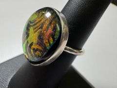 Sterling Silver 925 One of a Kind Dichroic Glass Ring Size 7
